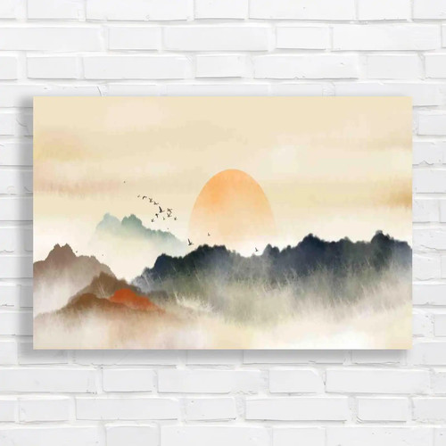 Chinese oriental ink - oriental, sunset