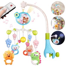 Baby Musical Crib Bed Bell Cot Mobile Stars Dreams Light Lullaby Toy Xmas Gifts