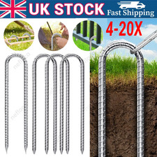 30cm Heavy Duty Trampoline U-Shaped Metal Wind Stake Pegs Tent Ground Anchor UK