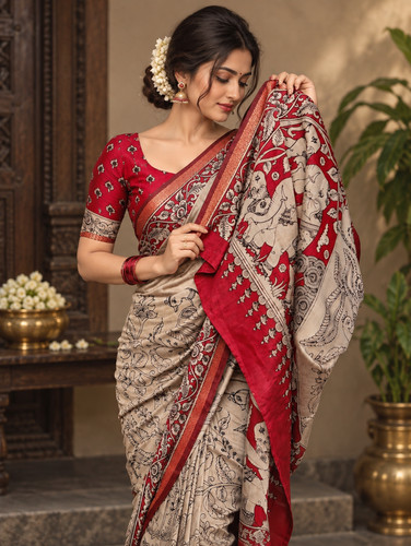 Fancy mull cotton kalamkari