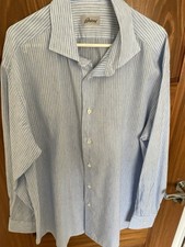Brioni Blue striped Linen Casual shirt XL