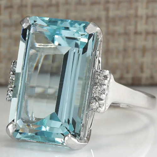 Large statement ring - faux, aqua
