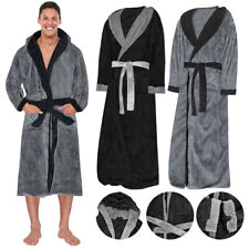 Men's Autumn Winter Hooded Long Dressing Gown Coat Bathrobe Towelling Bath Robe*