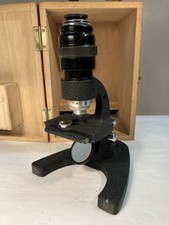 Britex Minor Made in England 18cm Small Microscope in Wooden Case