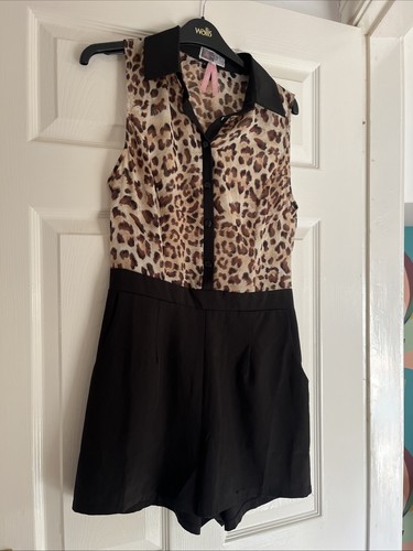 Lipsy leopard print play suit - leopard,