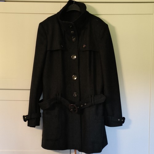 Black wool blend peacoat - blend,