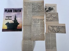 1982 Falklands War HMS Invincible Plain Truth Magazine + Maps & Newspaper Lot