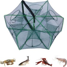 6 Holes Foldable Fishing Net Shrimp Fish Crayfish Prawn Crab Trap Cast Cage Net