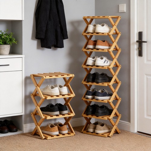 Tier folding bamboo shoe - tier,