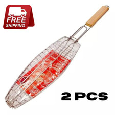 2 x Fish Grill Basket Rack