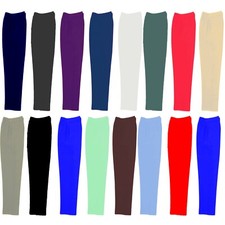 LADIES WOMENS HALF ELASTICATED STRETCH WAIST WORK OFFICE TROUSERS POCKETS PANTS