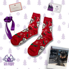 SCHNAUZER CHRISTMAS SOCKS – RED FESTIVE DOG GIFT UK 5–11 US 6–12 EU 38–46