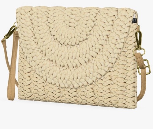 Womens raffia straw clutch bag - womens,