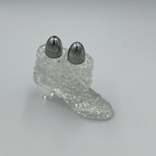 Vintage Glass Slipper Shoe Salt & Pepper Cruet Set