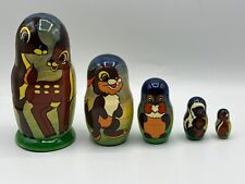 Vintage Disney Bambi Nesting Dolls Signed Nicolay Gurgeiff Stanovova Russian