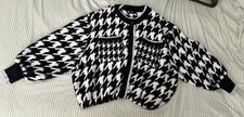 River Island Dog Tooth Bomber Cardigan Jacket Size 16-20