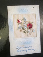 silk embroidered Postcard Many