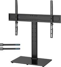BONTEC Universal Table Top TV Stand 32–65 Inch LCD LED TVs Glass Base Cable Mana