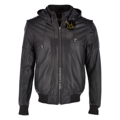 Men leather jacket - leather,