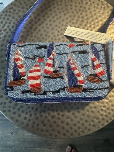 Nwt sailboat beaded bag made - beaded,