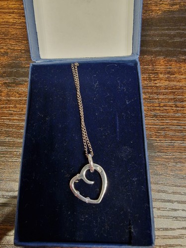 Sterling silver heart pendant - silver,