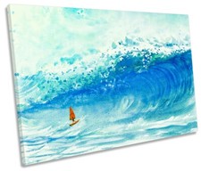 Wind Surfer Wave Picture CANVAS WALL ART Print Blue