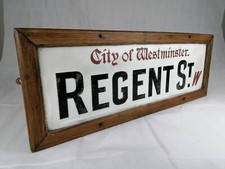 Original Vitrolite London Street Sign - Regent Street W. City of Westminster