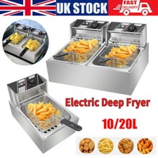 20L Electric Stainless Steel Fryer 5000W Deep Fat Commercial Catering Kitchen UK