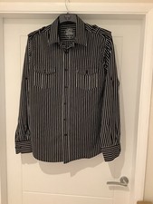 Mens Striped Shirt Red Herring Size Large Long Sleeve