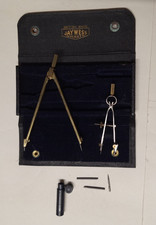 2 X Vintage Compasses Metal Drafting Set By Jaywess Brass & Metal Technical Set