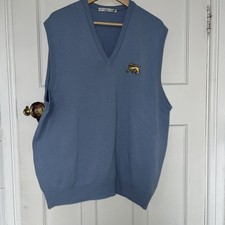 Lyle and Scott Vintage Blue Sleeveless Jumper Men's Size XL Pure Wool 