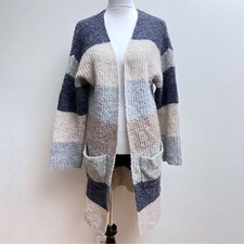 Pepin Anthropologie Alpaca Wool Blend Color block Open Front Cardigan Small boho
