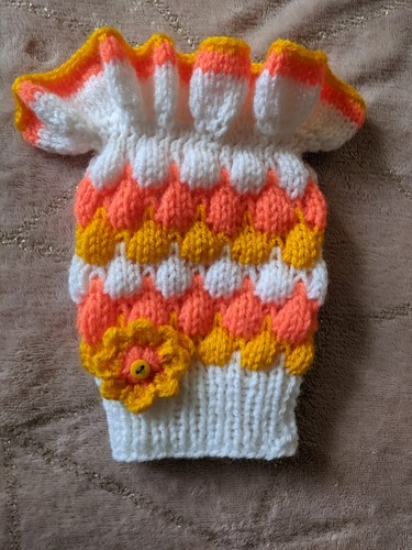 Hand knitted dog jumper with