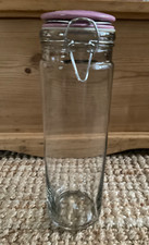 Jamie Oliver JME Pink Ceramic Lid Tall Glass Spaghetti Canister Jar Kilner Style