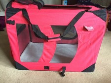 FABRIC PET CARRIER CRATE EXTRA LARGE XL RED PORTABLE FOLDABLE FLOOFY FRIENDS
