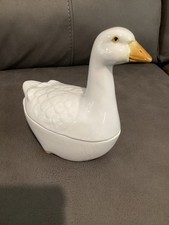 Rare Vintage MICHEL CAUGANT  French Faience Majolica Pottery Goose Terrine 