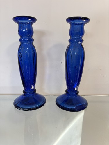 Recycled glass pair cobalt - glass,