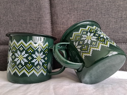 Unused pair enamel tin - unused, of