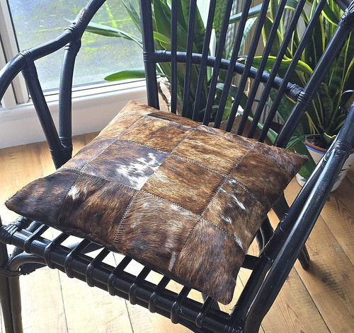 Natural cowhide pillow cushion - natural,