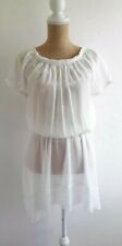 Ladies White Boho Peasant Drop Waist Summer Dress Size L Unbranded