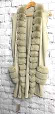 Park Lane Natural Faux Fur Open Knit Gilet One Size BNWT (MG140F35)