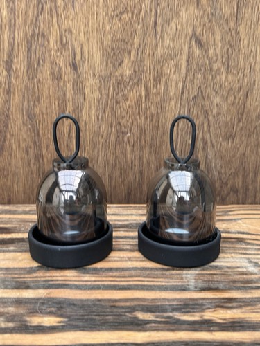 Pair smoked glass tealight - glass,