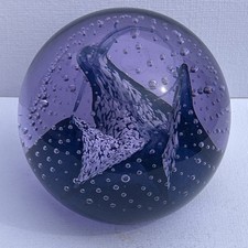 Vintage Caithness Glass Cauldron Purple Blue Paperweight Bubbles Numbered