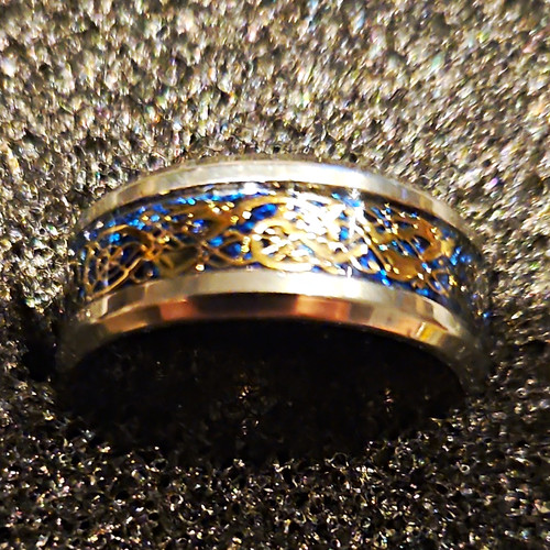 Silver gold tone blue enamel - tone,
