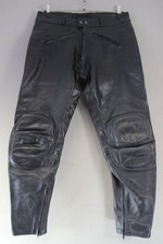 RHINO BLACK COWHIDE LEATHER BIKER TROUSERS: WAIST 36-38 INCHES/LEG 31 INCHES