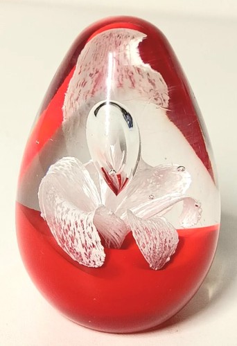 Orchid glass paperweight red - orchid,