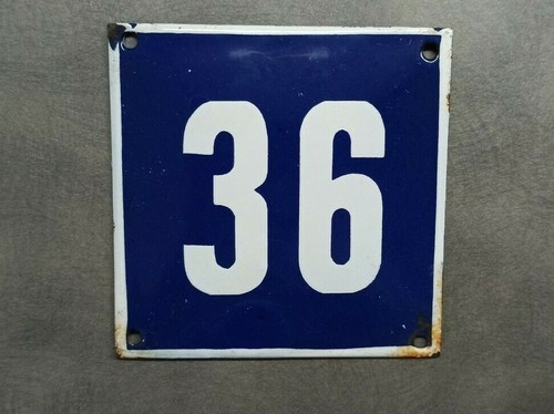 Vintage enamel sign number - vintage, 36