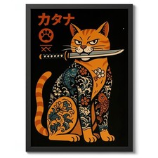 Yakuza Cat Anime Print, Japanese Cat Poster, Graphic Wall Art Decor, Anime Gift