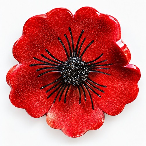 Handmade resin poppy - poppy, for