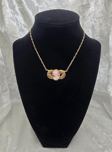 Vintage cameo bar necklace - necklace, |